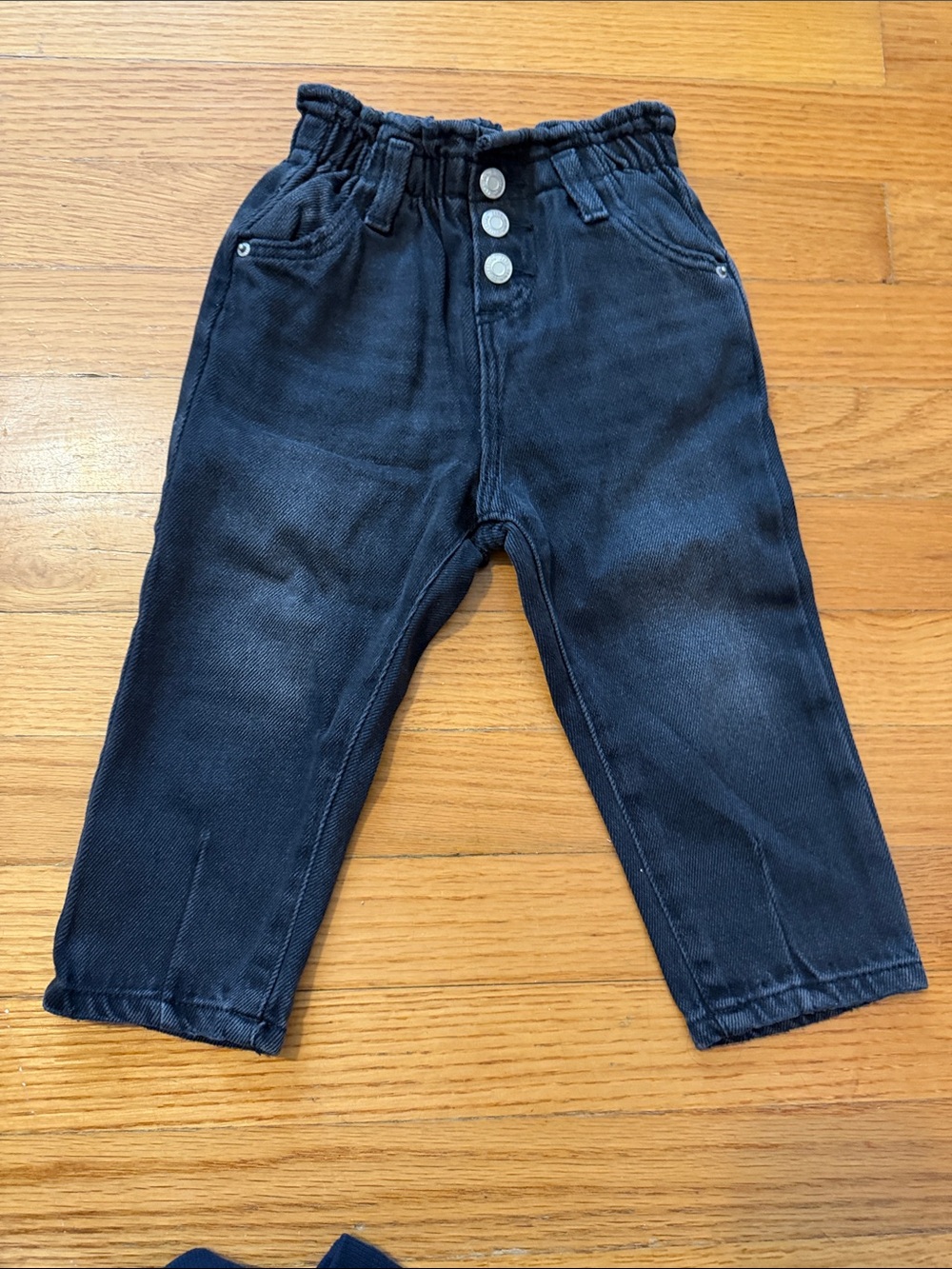 ZARA Girls 1 1/2 years Washed Black Paper Bag Waist Jeans